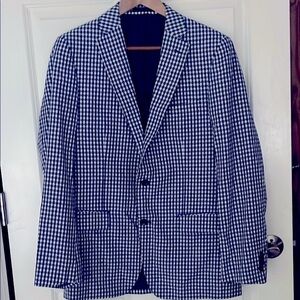 Indochino Blue & White 2 Button Sport Coat blazer wool cotton blend. 38R